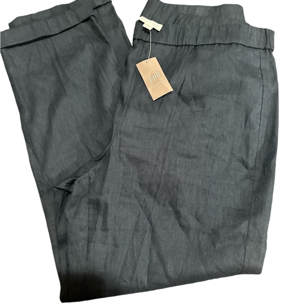J.Jill Linen Stretch Cuffed Pull On Blue Pants Large NWT